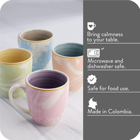 Corona Ceramic Mug Set – Sky Pastel Multicolor 12.8oz (Set of 4) - Picture 2 of 2